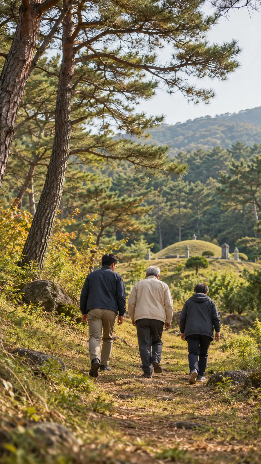 선산으로 가는 길. AI 콘셉트 이미지이며 실제 고객·방문·세무사 본인을 나타내지 않습니다.